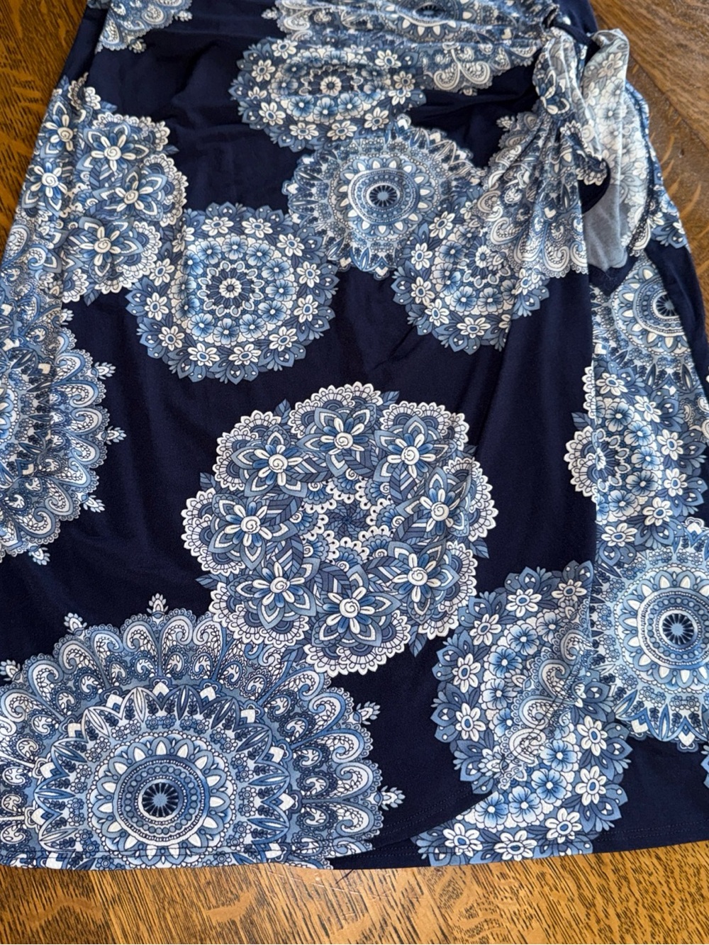 Robbie Bee Light Blue and Navy Floral Accent Dress - Picture 9 of 16